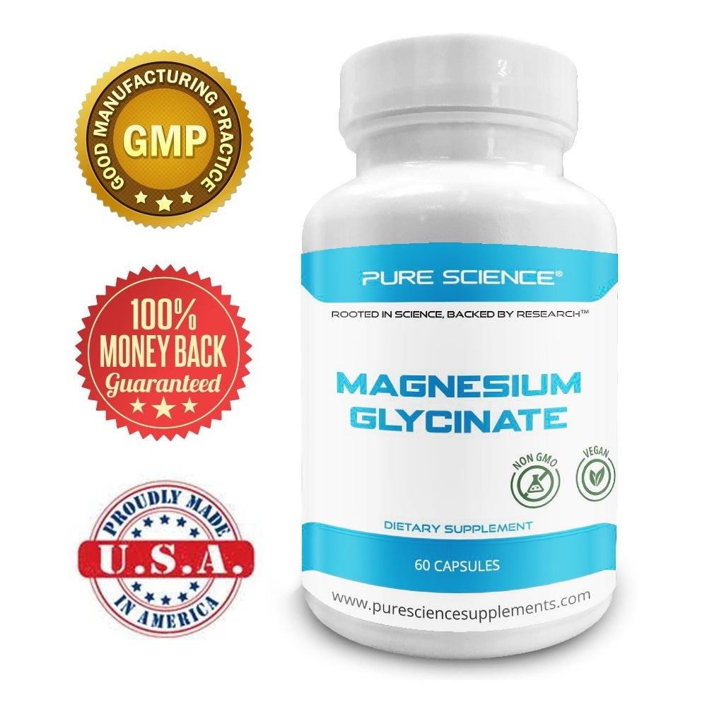 Pure Science Magnesium Glycinate 350 mg - 60 Vegetarian Capsules