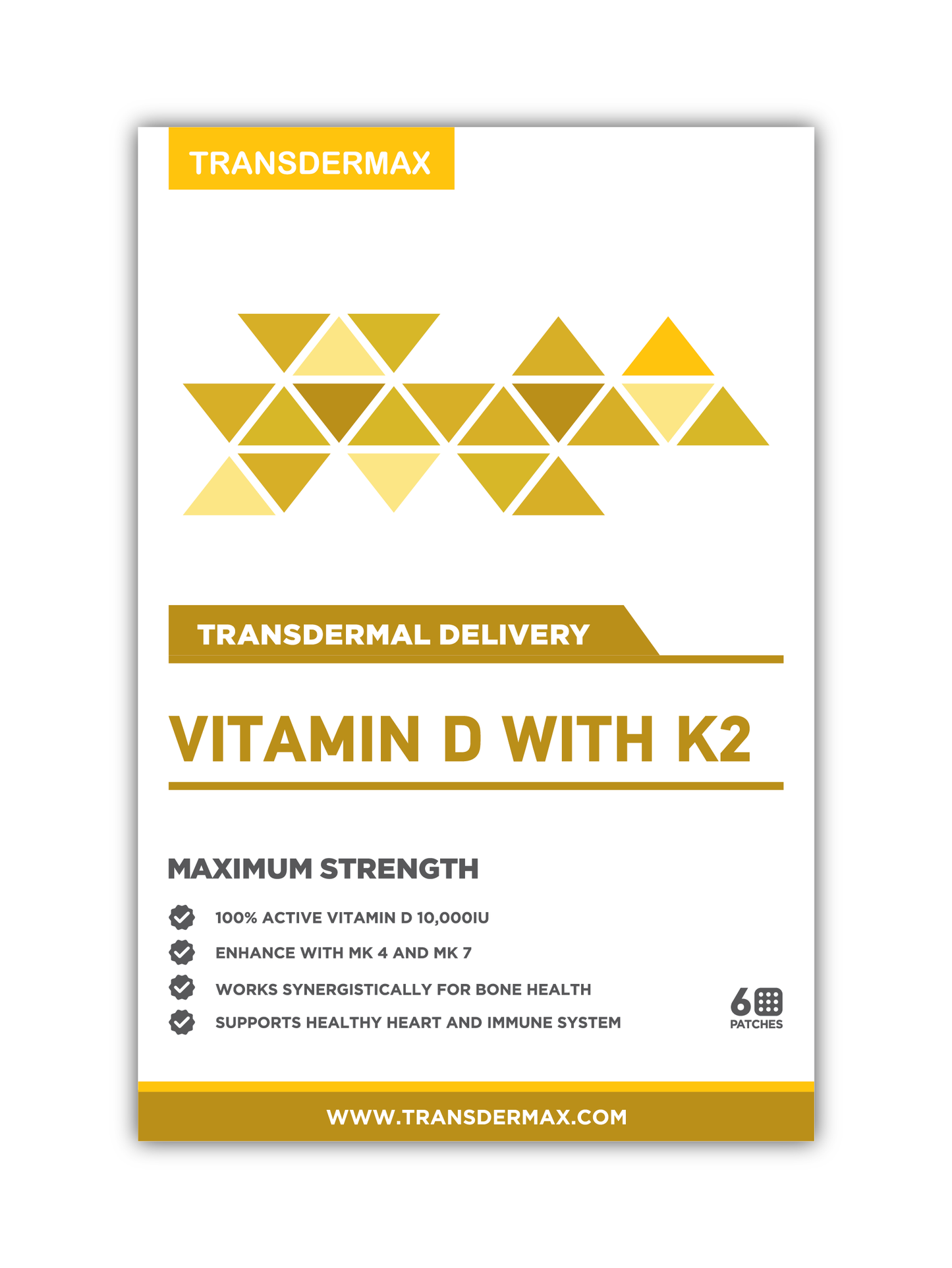 Transdermax Vitamin D with K2 Transdermal Patches – 6 Week Supply